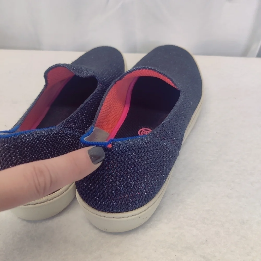 Rothy’s The Sneaker Slip-On Size 9 Navy Blue Pink Limited Edition Washable